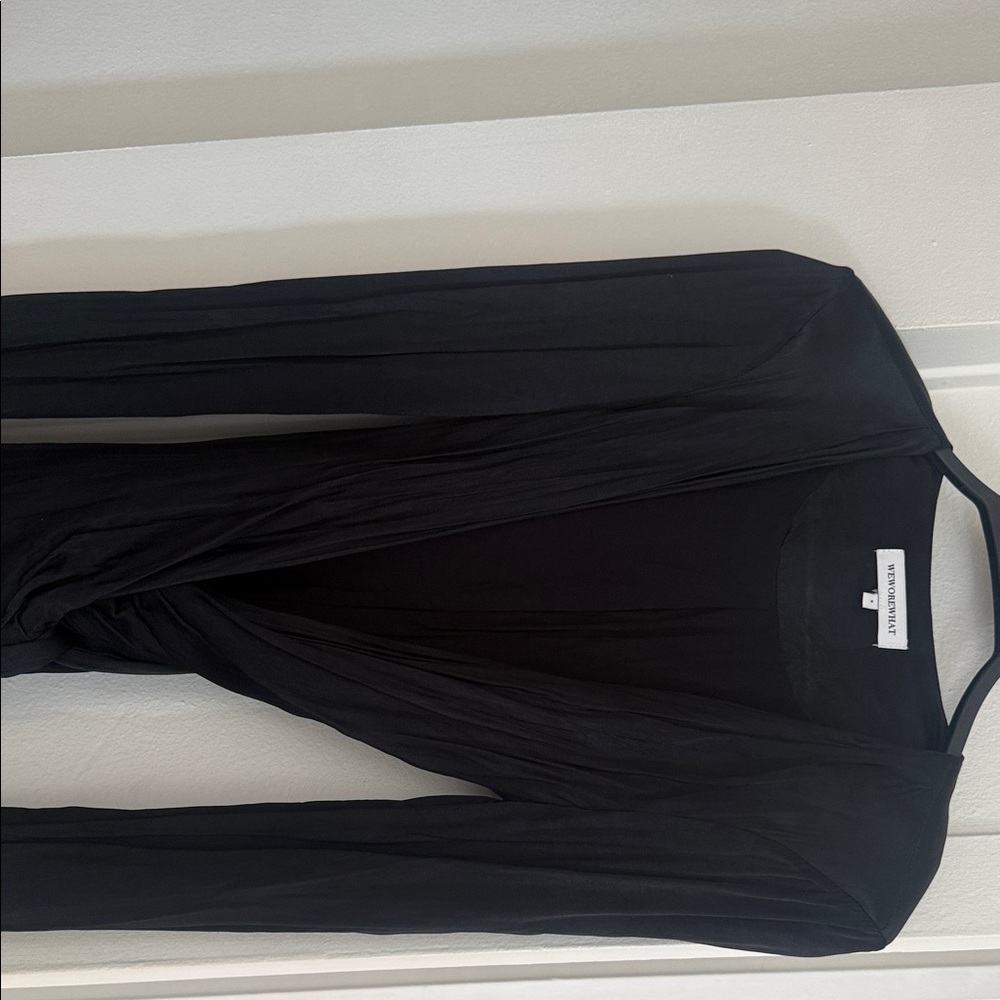 WeWoreWhat Black Satin-Trim Blouse